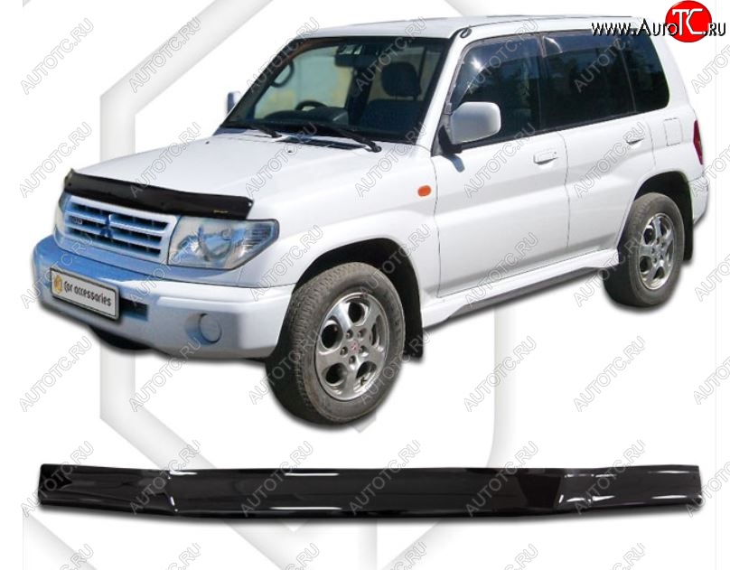 1 999 р. Дефлектор капота (H66-H77 5D, 2 л.) CA-Plastic  Mitsubishi Pajero iO (1998-2007) (Classic черный, Без надписи)  с доставкой в г. Майкоп