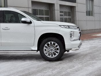 23 999 р. Защита переднего бампера (2 трубы Ø76 и 42 мм, нержавейка) SLITKOFF  Mitsubishi Pajero Sport  QF (2019-2022) рестайлинг  с доставкой в г. Майкоп. Увеличить фотографию 4