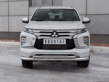 23 999 р. Защита переднего бампера (2 трубы Ø76 и 42 мм, нержавейка) SLITKOFF  Mitsubishi Pajero Sport  QF (2019-2022) рестайлинг  с доставкой в г. Майкоп. Увеличить фотографию 2