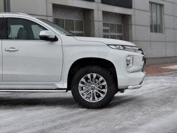 17 499 р. Защита переднего бампера SLITKOFF (Ø63 мм, нержавейка)  Mitsubishi Pajero Sport  QF (2019-2022) рестайлинг  с доставкой в г. Майкоп. Увеличить фотографию 4