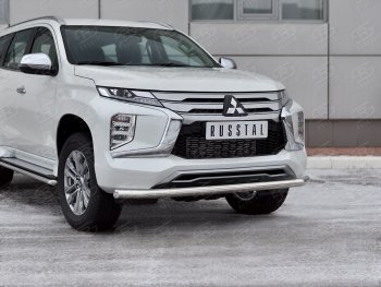 17 499 р. Защита переднего бампера SLITKOFF (Ø63 мм, нержавейка)  Mitsubishi Pajero Sport  QF (2019-2022) рестайлинг  с доставкой в г. Майкоп. Увеличить фотографию 2