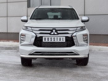 17 499 р. Защита переднего бампера SLITKOFF (Ø63 мм, нержавейка)  Mitsubishi Pajero Sport  QF (2019-2022) рестайлинг  с доставкой в г. Майкоп. Увеличить фотографию 3