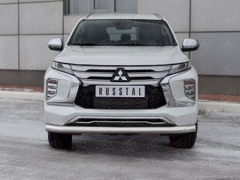 Защита переднего бампера (Ø76 мм, нержавейка) SLITKOFF Mitsubishi Pajero Sport  QF (2019-2022) рестайлинг