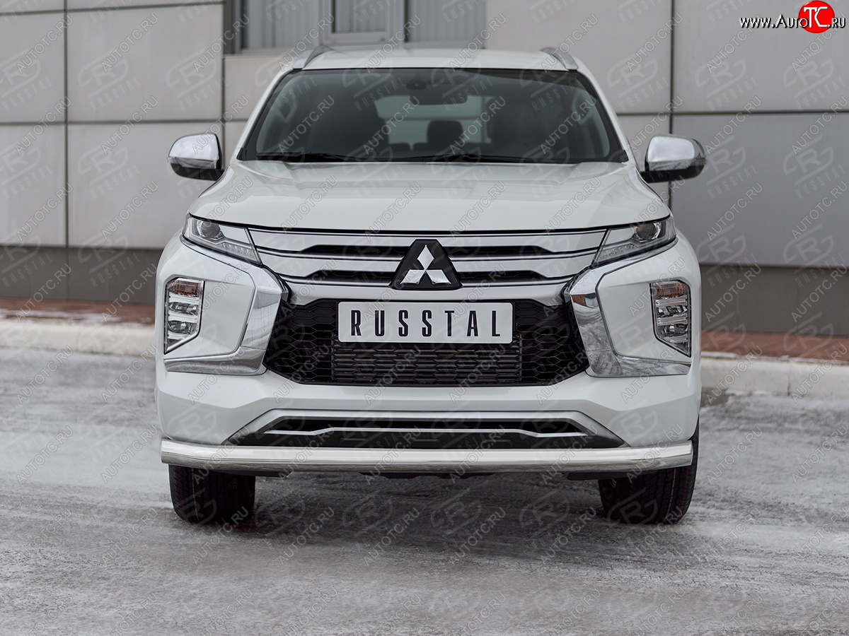 18 999 р. Защита переднего бампера (Ø76 мм, нержавейка) SLITKOFF  Mitsubishi Pajero Sport  QF (2019-2022) рестайлинг  с доставкой в г. Майкоп