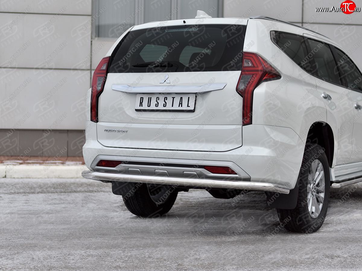 17 499 р. Защита заднего бампера SLITKOFF (Ø63 мм секции, нержавейка) Mitsubishi Pajero Sport QF рестайлинг (2019-2022)  с доставкой в г. Майкоп