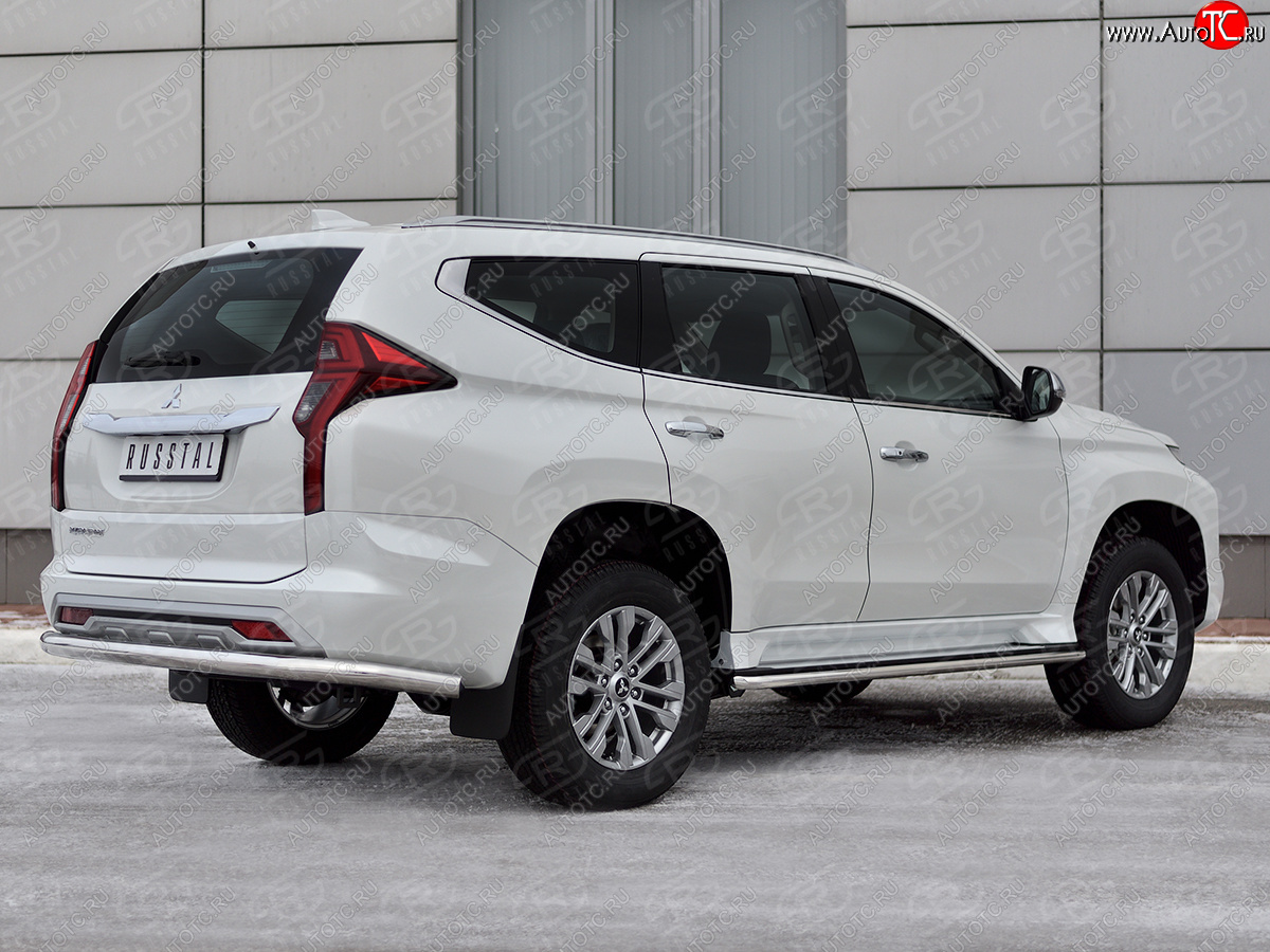 13 999 р. Защита заднего бампера (Ø76 мм, нержавейка) Mitsubishi Pajero Sport QF рестайлинг (2019-2022)  с доставкой в г. Майкоп