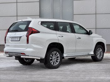 16 349 р. Защита заднего бампера (Ø63 мм уголки, нержавейка) SLITKOFF Mitsubishi Pajero Sport QF рестайлинг (2019-2022)  с доставкой в г. Майкоп. Увеличить фотографию 2