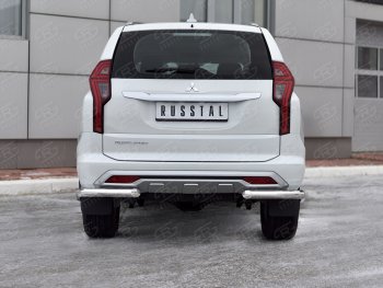 16 349 р. Защита заднего бампера (Ø63 мм уголки, нержавейка) SLITKOFF Mitsubishi Pajero Sport QF рестайлинг (2019-2022)  с доставкой в г. Майкоп. Увеличить фотографию 4