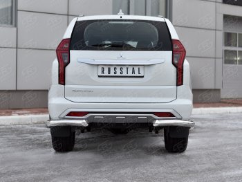 13 549 р. Защита заднего бампера (Ø76 мм уголки, нержавейка) Mitsubishi Pajero Sport QF рестайлинг (2019-2022)  с доставкой в г. Майкоп. Увеличить фотографию 3