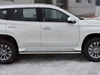 16 999 р. Защита порогов на SLITKOFF (Ø42 мм) Mitsubishi Pajero Sport QF рестайлинг (2019-2022) (полированная нержавейка)  с доставкой в г. Майкоп. Увеличить фотографию 2