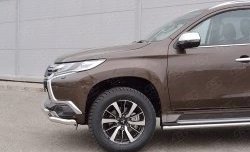 18 449 р. Защита переднего бампера (2 трубыØ63 мм, нержавейка) SLITKOFF Mitsubishi Pajero Sport QE дорестайлинг (2015-2021)  с доставкой в г. Майкоп. Увеличить фотографию 4