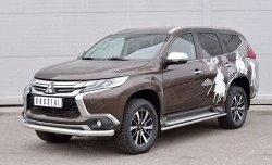17 549 р. Защита переднего бампера (Ø76 мм, нержавейка) SLITKOFF Mitsubishi Pajero Sport QE дорестайлинг (2015-2021)  с доставкой в г. Майкоп. Увеличить фотографию 2