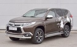 19 849 р. Защита переднего бампера (2 трубыØ76 и 42 мм, нержавейка) SLITKOFF Mitsubishi Pajero Sport QE дорестайлинг (2015-2021)  с доставкой в г. Майкоп. Увеличить фотографию 2