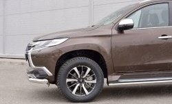 19 849 р. Защита переднего бампера (2 трубыØ76 и 42 мм, нержавейка) SLITKOFF Mitsubishi Pajero Sport QE дорестайлинг (2015-2021)  с доставкой в г. Майкоп. Увеличить фотографию 4