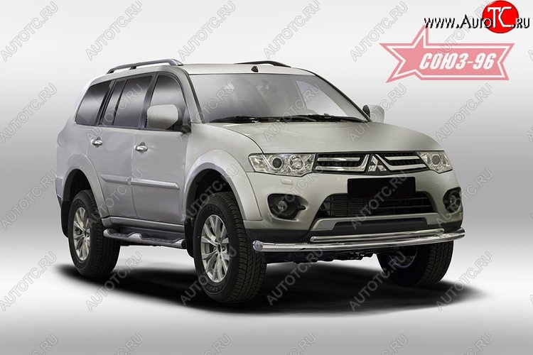 15 389 р. Защита переднего бампера двойная Souz-96 (d76/42) Mitsubishi Pajero Sport QE дорестайлинг (2015-2021)  с доставкой в г. Майкоп