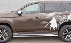 17 299 р. Защита порогов из круглой трубы диаметром 42 мм SLITKOFF  Mitsubishi Pajero Sport  QE (2015-2021) дорестайлинг  с доставкой в г. Майкоп. Увеличить фотографию 2