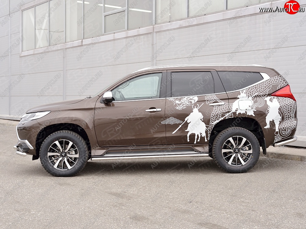 17 299 р. Защита порогов из круглой трубы диаметром 42 мм SLITKOFF  Mitsubishi Pajero Sport  QE (2015-2021) дорестайлинг  с доставкой в г. Майкоп