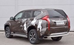 22 849 р. Защита заднего бампера (Ø63 мм, нержавейка) SLITKOFF Mitsubishi Pajero Sport QE дорестайлинг (2015-2021) (лист - алюминий, профиль - нержавейка)  с доставкой в г. Майкоп. Увеличить фотографию 2