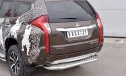 22 849 р. Защита заднего бампера (Ø63 мм, нержавейка) SLITKOFF Mitsubishi Pajero Sport QE дорестайлинг (2015-2021) (лист - алюминий, профиль - нержавейка)  с доставкой в г. Майкоп. Увеличить фотографию 3