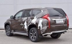 15 549 р. Защита заднего бампера (Ø63 мм уголки, нержавейка) SLITKOFF Mitsubishi Pajero Sport QE дорестайлинг (2015-2021)  с доставкой в г. Майкоп. Увеличить фотографию 2