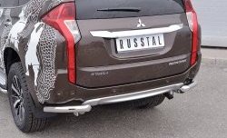 15 549 р. Защита заднего бампера (Ø63 мм уголки, нержавейка) SLITKOFF Mitsubishi Pajero Sport QE дорестайлинг (2015-2021)  с доставкой в г. Майкоп. Увеличить фотографию 3