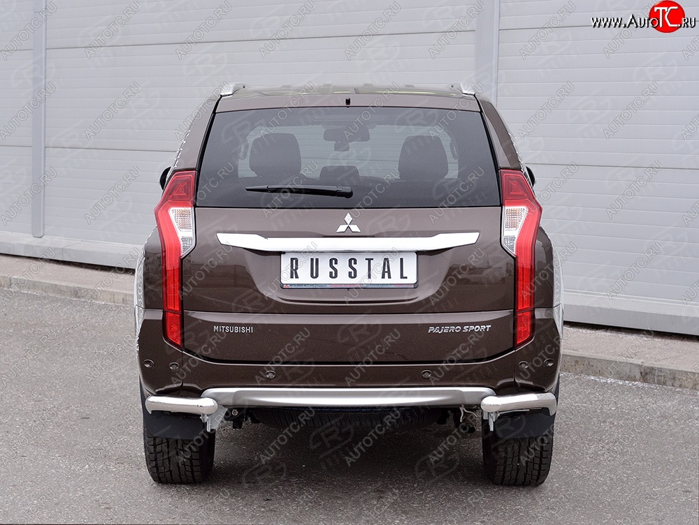 15 549 р. Защита заднего бампера (Ø63 мм уголки, нержавейка) SLITKOFF Mitsubishi Pajero Sport QE дорестайлинг (2015-2021)  с доставкой в г. Майкоп
