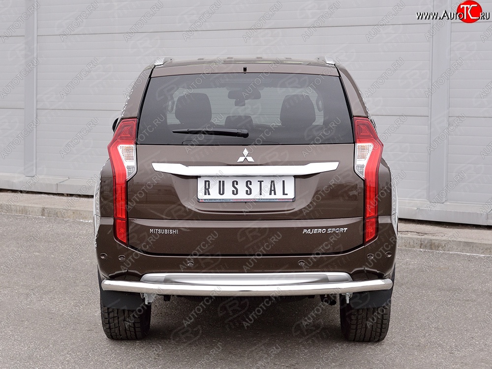 18 999 р. Защита заднего бампера (Ø63 мм, нержавейка) SLITKOFF Mitsubishi Pajero Sport QE дорестайлинг (2015-2021)  с доставкой в г. Майкоп