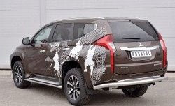 15 299 р. Защита заднего бампера (Ø76 мм, нержавейка) SLITKOFF Mitsubishi Pajero Sport QE дорестайлинг (2015-2021)  с доставкой в г. Майкоп. Увеличить фотографию 2