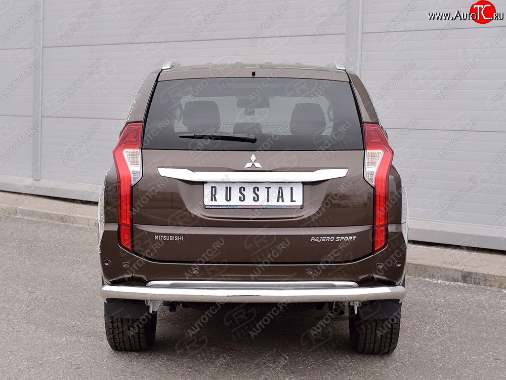 15 299 р. Защита заднего бампера (Ø76 мм, нержавейка) SLITKOFF Mitsubishi Pajero Sport QE дорестайлинг (2015-2021)  с доставкой в г. Майкоп