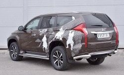 12 999 р. Защита заднего бампера (Ø76 мм уголки, нержавейка) SLITKOFF Mitsubishi Pajero Sport QE дорестайлинг (2015-2021)  с доставкой в г. Майкоп. Увеличить фотографию 2