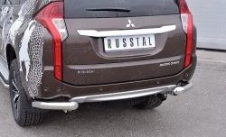 12 999 р. Защита заднего бампера (Ø76 мм уголки, нержавейка) SLITKOFF Mitsubishi Pajero Sport QE дорестайлинг (2015-2021)  с доставкой в г. Майкоп. Увеличить фотографию 3