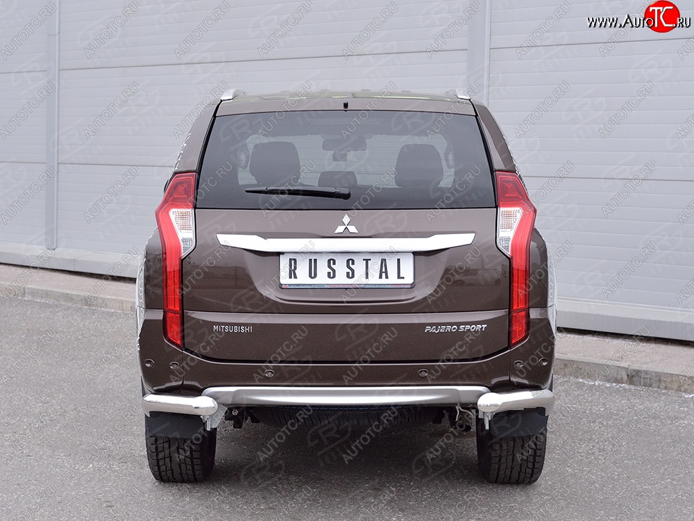 12 999 р. Защита заднего бампера (Ø76 мм уголки, нержавейка) SLITKOFF Mitsubishi Pajero Sport QE дорестайлинг (2015-2021)  с доставкой в г. Майкоп