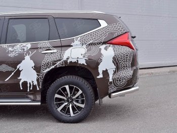 24 999 р. Защита заднего бампера (Ø63 мм, нержавейка) SLITKOFF  Mitsubishi Pajero Sport  QE (2015-2021) дорестайлинг (лист - нержавейка, профиль - нержавейка)  с доставкой в г. Майкоп. Увеличить фотографию 2