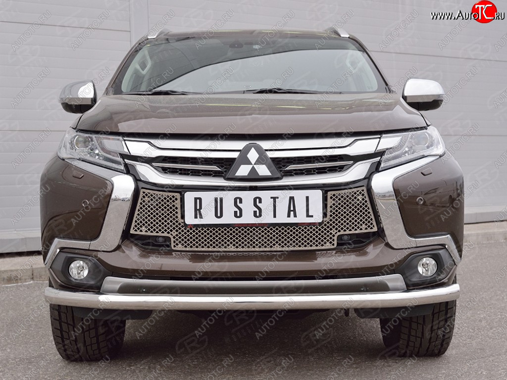 4 299 р. Сетка нижнего воздухозаборника (нержавеющая сталь) Russtal Mitsubishi Pajero Sport QE дорестайлинг (2015-2021)  с доставкой в г. Майкоп