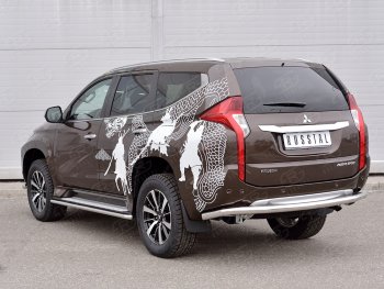 9 999 р. Защита заднего бампера (Ø63 мм, нержавейка) SLITKOFF Mitsubishi Pajero Sport QE дорестайлинг (2015-2021)  с доставкой в г. Майкоп. Увеличить фотографию 3