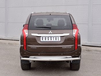 9 999 р. Защита заднего бампера (Ø63 мм, нержавейка) SLITKOFF Mitsubishi Pajero Sport QE дорестайлинг (2015-2021)  с доставкой в г. Майкоп. Увеличить фотографию 2