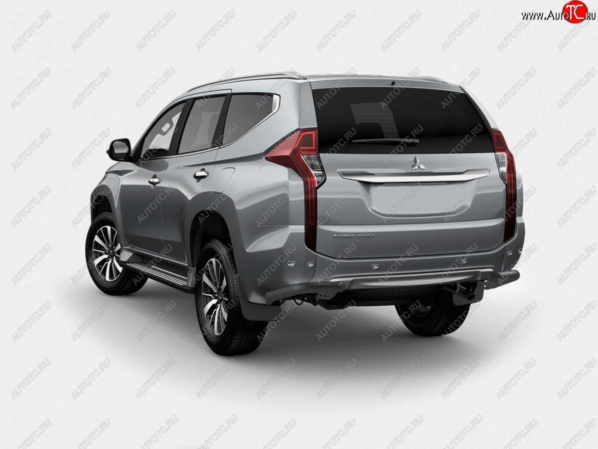 10 599 р. Защита заднего бампера SLITKOFF (Ø63 мм уголки, крепеж Bosal) Mitsubishi Pajero Sport QE дорестайлинг (2015-2021) (нержавейка с полимерным покрытием, черный)  с доставкой в г. Майкоп
