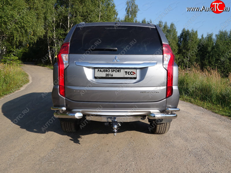 21 999 р. Защита заднего бампера (уголки двойные) ТСС 76,1/42,4 мм Mitsubishi Pajero Sport QE дорестайлинг (2015-2021)  с доставкой в г. Майкоп