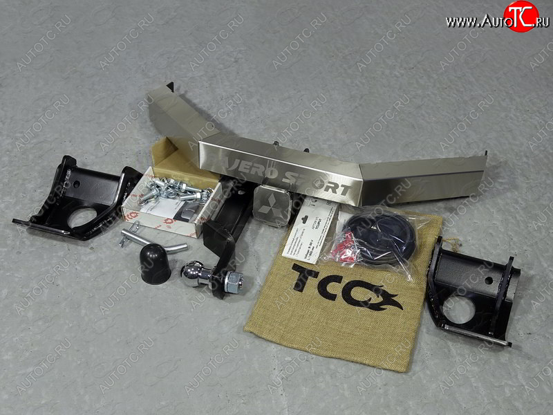 20 849 р. Фаркоп (тягово-сцепное устройство) TCC (надпись Pajero Sport)  Mitsubishi Pajero Sport  QE (2015-2021) дорестайлинг (Оцинкованный, шар E - нержавейка)  с доставкой в г. Майкоп