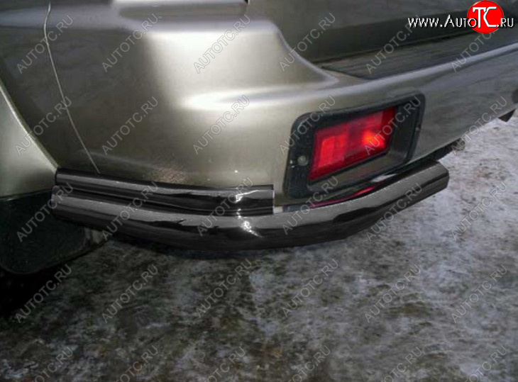6 899 р. Защита заднего бампера Slitkoff (Ø 57+Ø42, уголки)  Mitsubishi Pajero Sport  PA (1996-2008) дорестайлинг, рестайлинг (Сталь с полимерным покрытием. Цвет: черный)  с доставкой в г. Майкоп