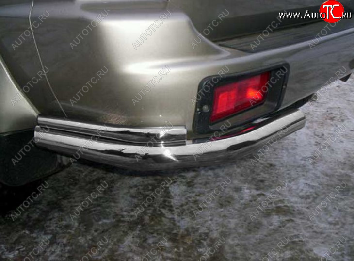 6 899 р. Защита заднего бампера Slitkoff (Ø 57+Ø42, уголки)  Mitsubishi Pajero Sport  PA (1996-2008) дорестайлинг, рестайлинг (Сталь с полимерным покрытием. Цвет: серебристый)  с доставкой в г. Майкоп