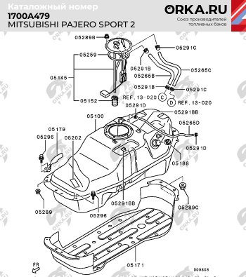 19 799 р. Бак топливный BAKPLAST (70 л., пластиковый) Mitsubishi Pajero Sport PB дорестайлинг (2008-2013)  с доставкой в г. Майкоп. Увеличить фотографию 4