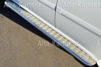 Пороги труба d42 С листом (Лист алюм проф.сталь)(Вариант2) SLITKOFF Mitsubishi Pajero Sport  PB (2008-2013) дорестайлинг