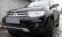 1 469 р. Сетка на бампер (рестайлинг) Russtal (черная) Mitsubishi Pajero Sport PB рестайлинг (2013-2017)  с доставкой в г. Майкоп. Увеличить фотографию 2