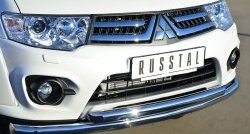21 999 р. Защита переднего бампера (2 трубыØ63 мм, нержавейка) SLITKOFF  Mitsubishi Pajero Sport  PB (2013-2017) рестайлинг  с доставкой в г. Майкоп. Увеличить фотографию 2