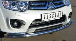 21 399 р. Защита переднего бампера (2 трубыØ63 и 42 мм, нержавейка) SLITKOFF  Mitsubishi Pajero Sport  PB (2013-2017) рестайлинг  с доставкой в г. Майкоп. Увеличить фотографию 2