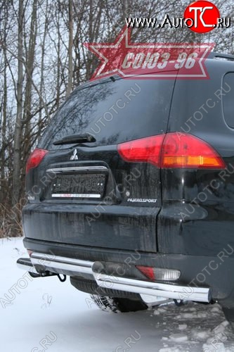16 469 р. Двойная защита заднего бампера от Souz-96 d76x76 Mitsubishi Pajero Sport PB дорестайлинг (2008-2013)  с доставкой в г. Майкоп