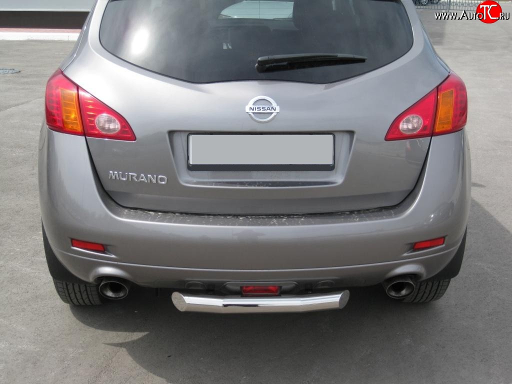 13 699 р. Защита заднего бампера (Ø63, короткая, нержавейка) SLITKOFF Nissan Murano 2 Z51 дорестайлинг (2008-2011) (Нержавеющая сталь)  с доставкой в г. Майкоп