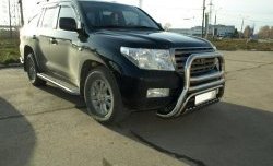 Защита переднего бампера 76/42 мм Металл Дизайн Toyota Land Cruiser  200 (2007-2012) дорестайлинг