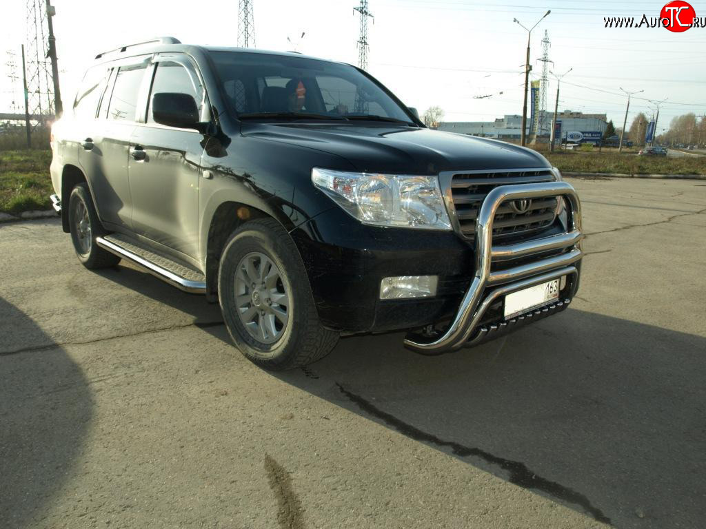 28 999 р. Защита переднего бампера 76/42 мм Металл Дизайн  Toyota Land Cruiser  200 (2007-2012) дорестайлинг  с доставкой в г. Майкоп